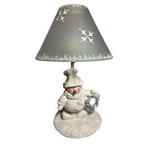 Snowman Table Lamp With Winter Scene Shade & Glitter Accents